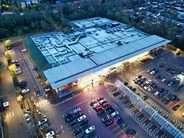 Aerial Night View of Illuminated Borehamwood Central London City of England United Kingdom, April 4th, 2024 photo