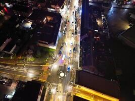 Aerial Night View of Illuminated Borehamwood Central London City of England United Kingdom, April 4th, 2024 photo