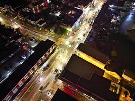 Aerial Night View of Illuminated Borehamwood Central London City of England United Kingdom, April 4th, 2024 photo