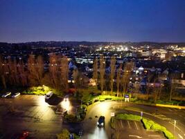 Aerial Night View of Illuminated Borehamwood Central London City of England United Kingdom, April 4th, 2024 photo