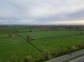 Aerial View of Most Beautiful Countryside Village Near Rugby City of England UK. April 8th, 2024 photo