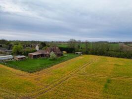 Aerial View of Most Beautiful Countryside Village Near Rugby City of England UK. April 8th, 2024 photo