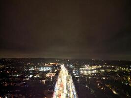 Aerial Night View of Illuminated Borehamwood Central London City of England United Kingdom, April 4th, 2024 photo