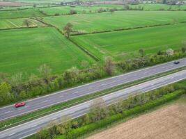 Aerial View of Most Beautiful Countryside Village Near Rugby City of England UK. April 8th, 2024 photo