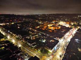 aéreo noche ver de iluminado madera de boreham central Londres ciudad de Inglaterra unido Reino, abril 4to, 2024 foto