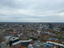 aéreo ver de edificios a central Leicester ciudad de Inglaterra unido Reino. abril 4to, 2024 foto