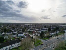 Aerial View of Bedford City of Bedfordshire, England UK During Windy and Cloudy Day. April 5th, 2024 photo
