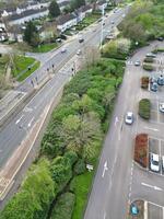 Aerial View of Bedford City of Bedfordshire, England UK During Windy and Cloudy Day. April 5th, 2024 photo