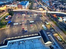 Aerial Night View of Illuminated Central Aylesbury Town of England United Kingdom. April 1st, 2024 photo