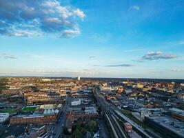 aéreo ciudad centrar edificios de Birmingham central ciudad de Inglaterra unido Reino durante puesta de sol. marzo 30, 2024 foto