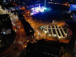 aéreo noche ver de iluminado ciudad centrar edificios de Birmingham central ciudad de Inglaterra unido Reino. marzo 30, 2024 foto