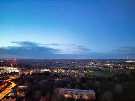 Aerial View of Illuminated Historical Oxford Central City of England at Night. England United kingdom. March 23rd, 2024 photo