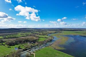 Aerial View of River Thames at Central Oxford Historical City of England UK. March 23rd, 2024 photo