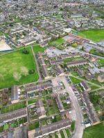 Aerial View of Residential Estate at North Luton City of England UK. March 19th, 2024 photo