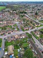 Aerial View of Residential Estate at North Luton City of England UK. March 19th, 2024 photo