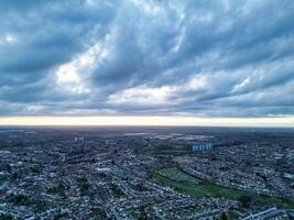 Aerial View of Residential Estate at Luton City of England During Sunset. United Kingdom. March 17th, 2024 photo