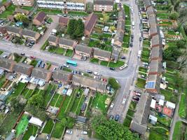 Aerial View of Residential Estate at North Luton City of England UK. March 19th, 2024 photo