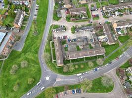 Aerial View of Residential Estate at North Luton City of England UK. March 19th, 2024 photo