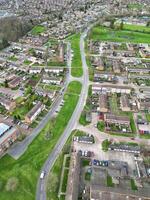 Aerial View of Residential Estate at North Luton City of England UK. March 19th, 2024 photo
