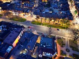 High Angle View of Illuminated Central Harpenden Town of England During Night. United Kingdom. March 16th, 2024 photo