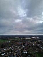 High Angle View of Illuminated Central Harpenden Town of England During Night. United Kingdom. March 16th, 2024 photo