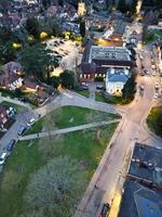 High Angle View of Illuminated Central Harpenden Town of England During Night. United Kingdom. March 16th, 2024 photo