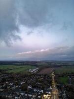 High Angle View of Illuminated Central Harpenden Town of England During Night. United Kingdom. March 16th, 2024 photo