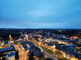 High Angle View of Illuminated Central Harpenden Town of England During Night. United Kingdom. March 16th, 2024 photo