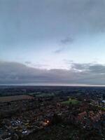 High Angle View of Illuminated Central Harpenden Town of England During Night. United Kingdom. March 16th, 2024 photo