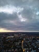 High Angle View of Illuminated Central Harpenden Town of England During Night. United Kingdom. March 16th, 2024 photo