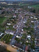 High Angle View of Illuminated Central Harpenden Town of England During Night. United Kingdom. March 16th, 2024 photo