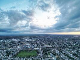 Aerial View of Residential Estate at Luton City of England During Sunset. United Kingdom. March 17th, 2024 photo