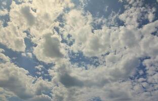 Image of clear blue sky and white clouds on day time for background usage photo