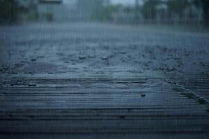 Rain fall on the ground in rains season. photo