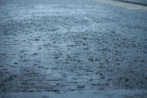 Rain fall on the ground in rains season. photo