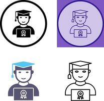 Unique Student Holding Degree Icon Design vector