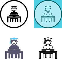 Unique Studying on Desk Icon Design vector