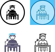 Unique Studying on Desk Icon Design vector