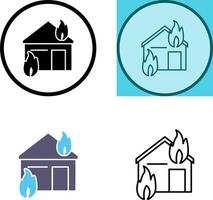 Unique Fire Consuming House Icon Design vector