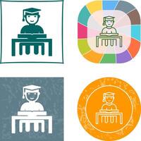 Unique Studying on Desk Icon Design vector