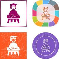 Unique Studying on Desk Icon Design vector