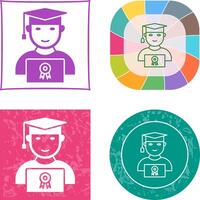 Unique Student Holding Degree Icon Design vector