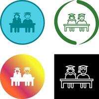 Unique Students Sitting Icon vector