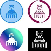 Unique Studying on Desk Icon vector
