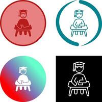 Unique Studying on Desk Icon vector