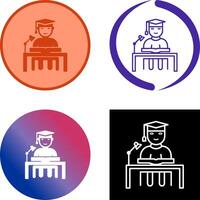 Unique Studying on Desk Icon vector