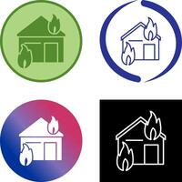 Unique Fire Consuming House Icon Design vector