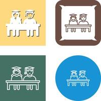 Unique Students Sitting Icon Design vector