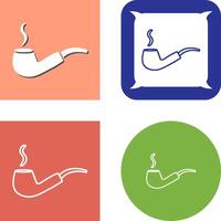 Unique Lit Smoking Pipe Icon Design vector