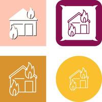 Unique Fire Consuming House Icon Design vector